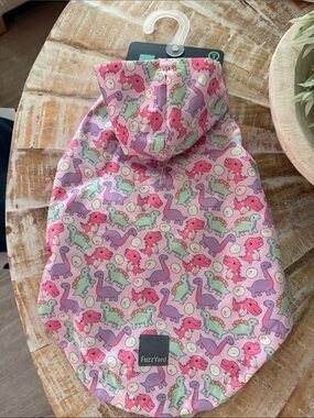 Pink Dino Print Dog Hoodie
